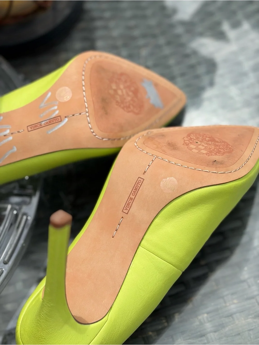 Vince Camuto Neon Lime Pointed-Toe Leather Pumps
